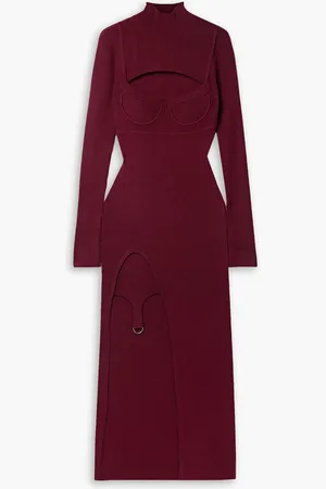MONSE Asymmetric cutout ribbed merino wool-blend midi dress - - M
