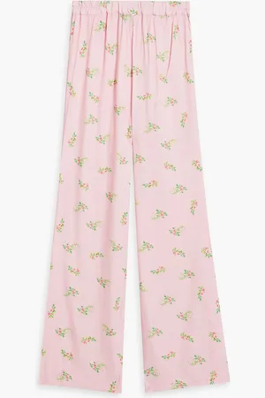 Sleeper Blossom floral-print satin pajama pants - Pink - XS