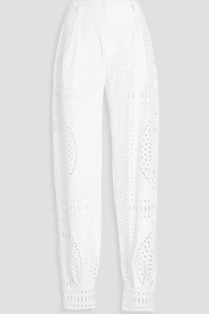 Alberta Ferretti Broderie anglaise cotton-blend tapered pants - - IT 42