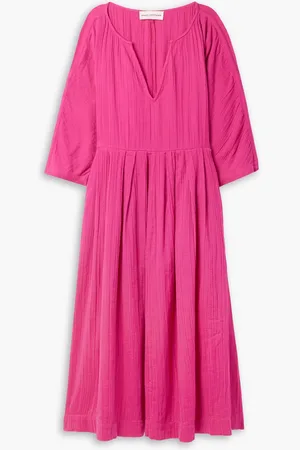 Mara Hoffman Chloe pleated cotton-gauze midi dress - Pink - S