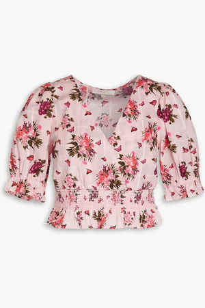 LOVESHACKFANCY Ophira cropped floral-print cotton top - Pink - S