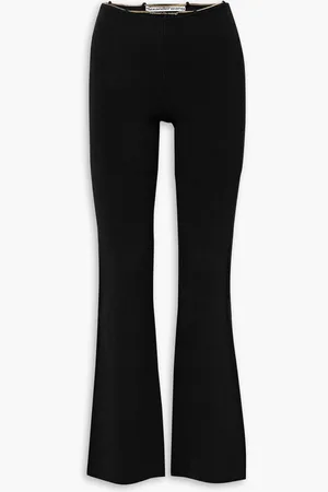 Alexander Wang Chain-embellished ribbed wool-blend flared pants - - L