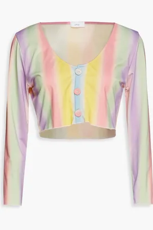 ONIA Cropped metallic striped stretch-jersey top - - XS