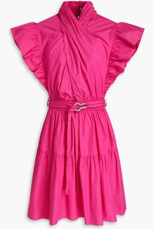 Derek Lam Finn belted ruffled cotton-poplin mini dress - Pink - US 0