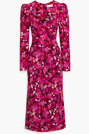 Rebecca Vallance Branble floral-print silk-crepe midi dress - Pink - UK 6