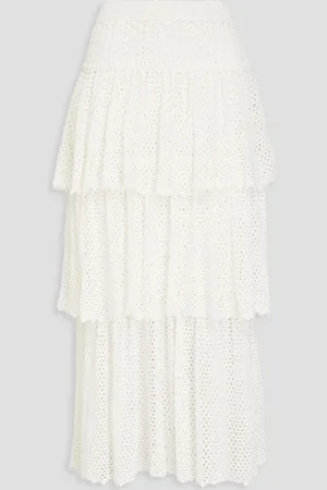 ZIMMERMANN Tiered crocheted cotton midi skirt - White - 3