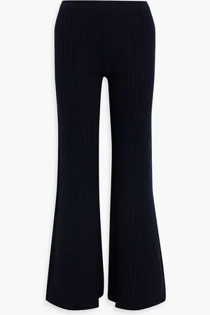 GABRIELA HEARST Nada ribbed cashmere and silk-blend flared pants - Blue - M