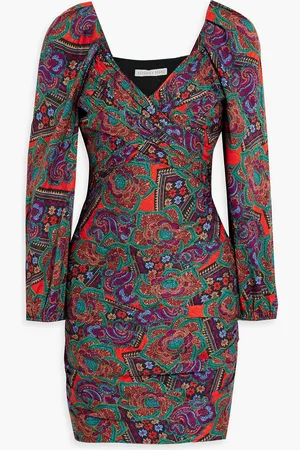 VERONICA BEARD Bellino printed silk-blend jacquard mini dress - Burgundy - US 0