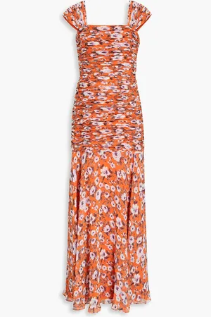 MIKAEL AGHAL Ruched floral-print chiffon maxi dress - - US 10