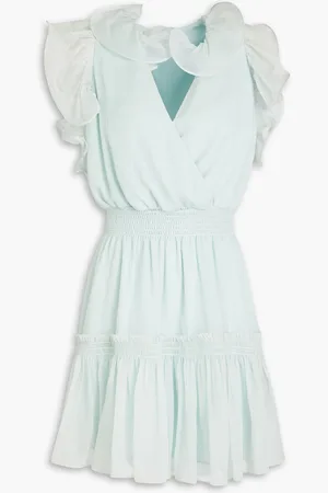Ml Monique Lhuillier Ruffled shirred chiffon mini dress - Green - US 8