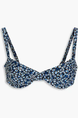 MATTEAU Floral-print underwired balconette bikini top - Blue - 2 C