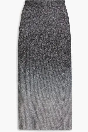 Joseph Dégradé metallic ribbed-knit midi skirt - - L