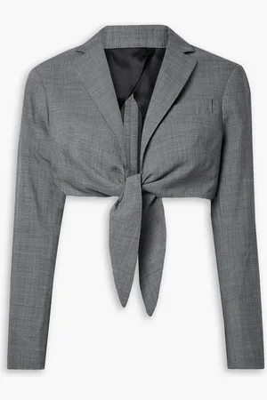 R13 Tie-front cropped houndstooth wool blazer - - L