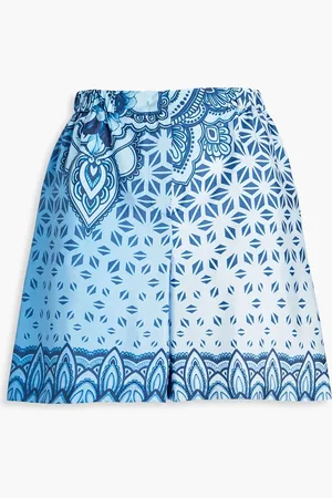 Alberta Ferretti Printed satin shorts - Blue - IT 40