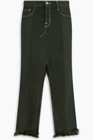 E.L.V. Denim The Reworked frayed denim midi skirt - Green - 27