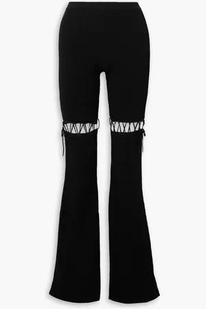 Nensi Dojaka Lace-up ribbed-knit flared leggings - - S