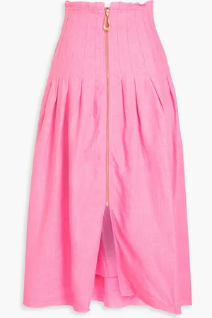 AJE Charme pleated linen midi skirt - - UK 4