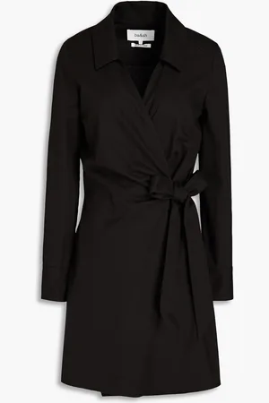 Bash Olga ruched cotton-blend canvas mini wrap dress - - 0
