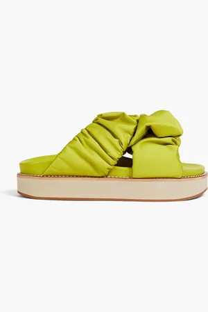 Ganni Ruched satin platform sandals - Green - EU 35