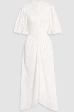 Marant Etoile Turin crochet-trimmed broderie anglaise cotton midi dress - - FR 34