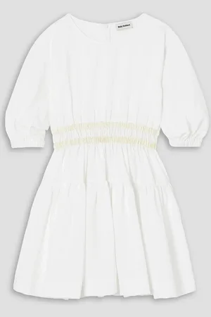 Molly Goddard Tiffany shirred grosgrain-trimmed taffeta mini dress - - UK 6
