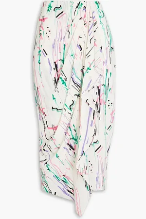 Isabel Marant Wrap-effect printed silk-blend crepe de chine midi skirt - White - FR 36