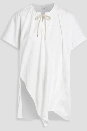 ROSETTA GETTY Asymmetric checked cotton-poplin top - - US 10