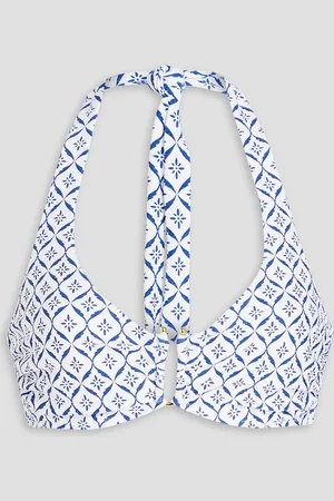 Heidi Klein Capri printed halterneck bikini top - - XXL