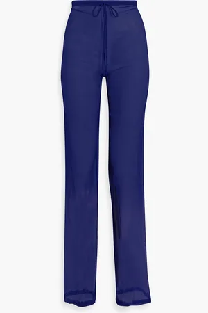 DRIES VAN NOTEN Silk-crepon straight-leg pants - Blue - FR 36