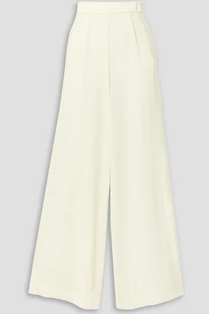 ‎Taller Marmo‎ Palm Beach satin-trimmed crepe wide-leg pants - White - IT 38