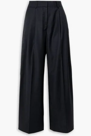 Beare Park Double pleated wool-twill wide-leg pants - Gray - UK 12