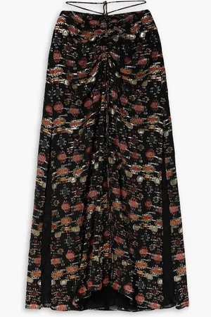 Altuzarra Safia ruched metallic fil coupé silk-blend crepe maxi skirt - - FR 42