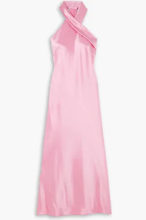 GALVAN Pandora satin halterneck midi dress - Pink - FR 44