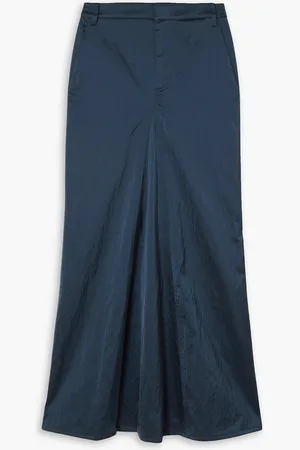 tibi Crinkled-satin maxi skirt - Blue - US 2