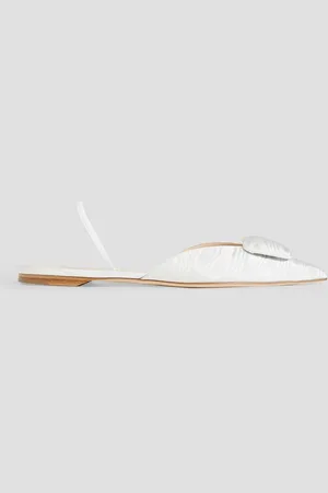 Rupert Sanderson Sabine embellished moire slingback point-toe flats - White - EU 39
