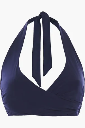 Heidi Klein Body wrap-effect halterneck bikini top - Blue - M