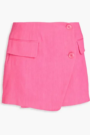 Frame Linen-blend mini wrap skirt - - US 6