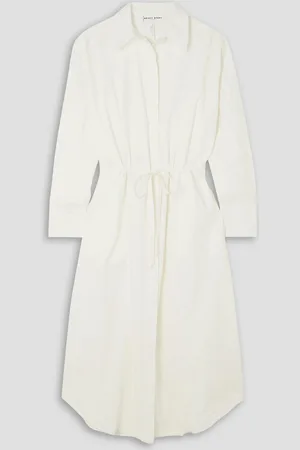 APIECE APART Molto belted gathered cotton-poplin midi shirt dress - White - M/L