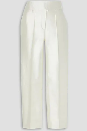 Christopher John Rogers Cotton and silk-blend satin straight-leg pants - White - US 0
