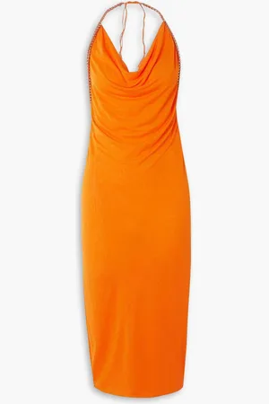 DION LEE Barball open-back bead-embellished mesh halterneck midi dress - - UK 12