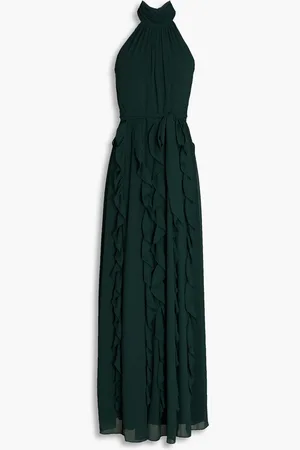 MIKAEL AGHAL Ruffled georgette maxi dress - Green - US 16
