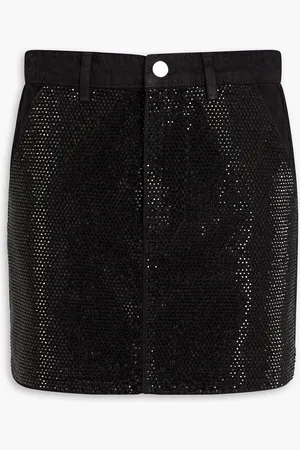 Frame Crystal-embellished denim mini skirt - - 28