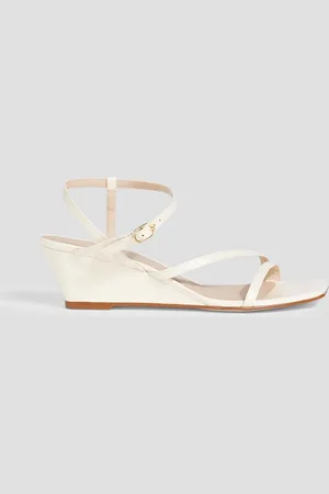 Stuart Weitzman Oasis 50 patent-leather wedge sandals - White - EU 38