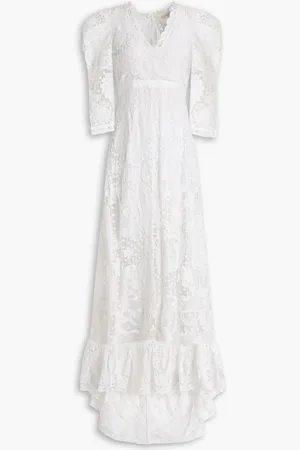 LOVESHACKFANCY Cloud cutout cotton crocheted lace maxi dress - White - US 0