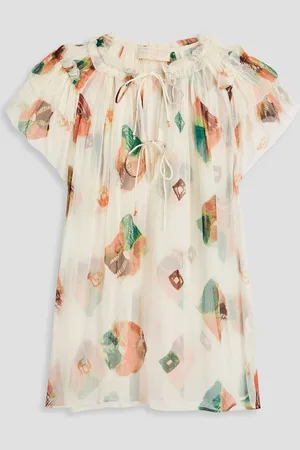 ULLA JOHNSON Marilyn printed silk-crepon top - White - US 2