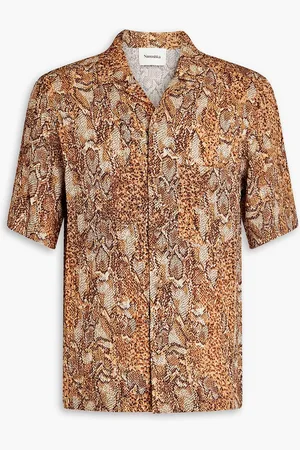 Nanushka Snake-print crinkled-crepe shirt - - XS