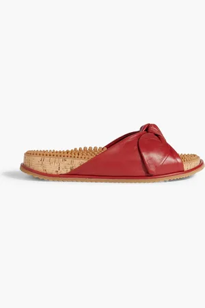 GABRIELA HEARST Virgil bow-detailed leather slides - Red - EU 35