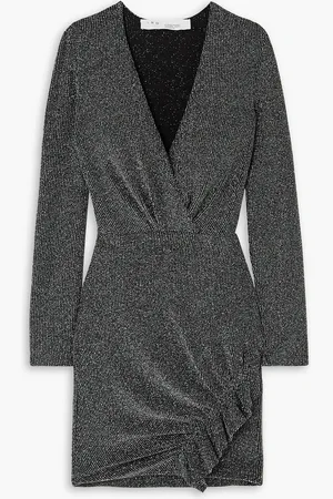 IRO Noize ruffled wrap-effect metallic ribbed-knit mini dress - - FR 38