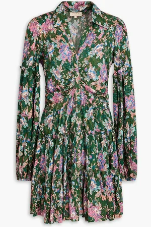 by Ti Mo Tiered floral-print jacquard mini dress - Green - L