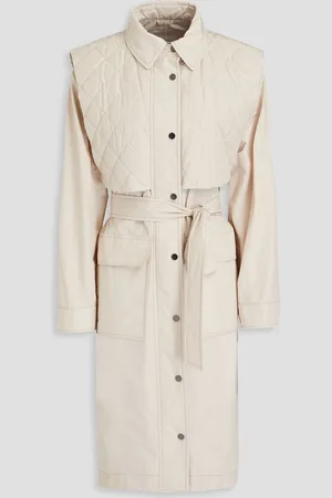Brunello Cucinelli Bead-embellished quilted shell trench coat - White - IT 42